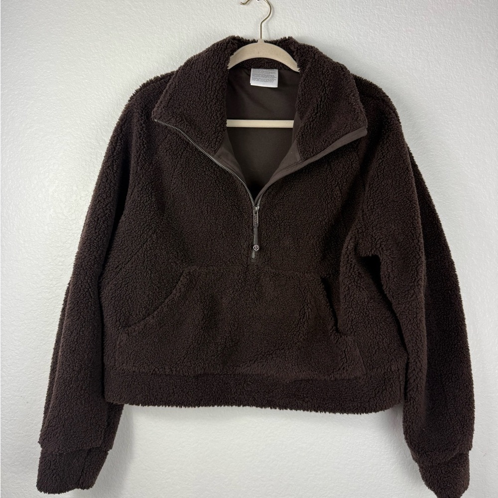 Lululemon teddy half zip Cozy Brown Sherpa Pullover size M/L